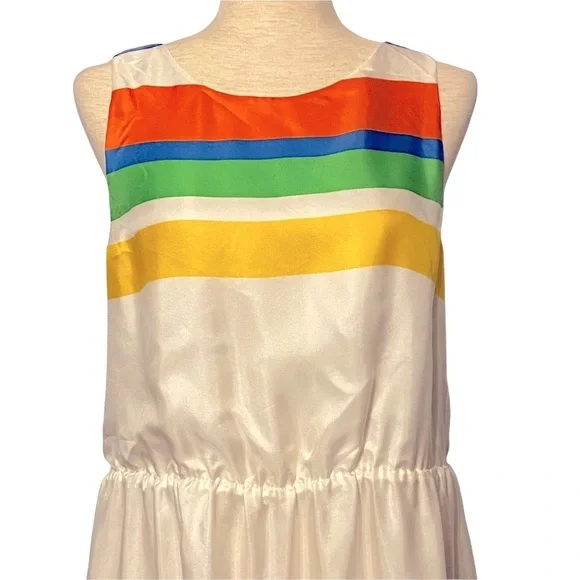 Anthropologie Girls From Savoy Essential Stripes Silk Dress Size 12 - Picture 2 of 9